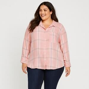A517-B • Style & Co Pink Plaid Button-Front Flannel Shirt